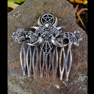 Owl and Pentacle Vintage Style Hair Comb