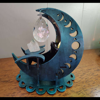 Crescent Moon Crystal Stand and Votive Holder